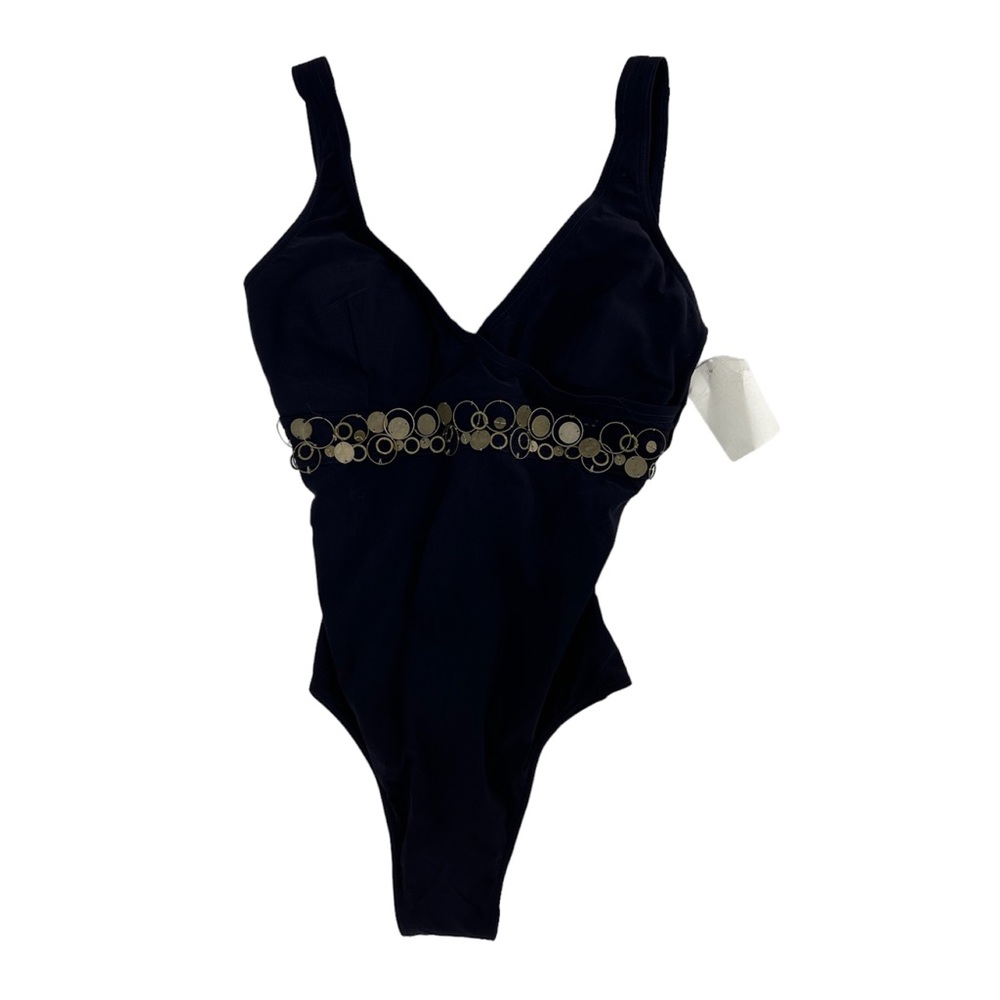 Deep Purple Metal Embellished One Piece Bathing Suit